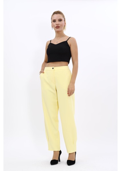 Paçası Pileli Pantolon-Sarı indirimleri