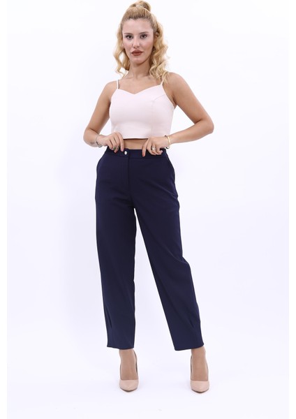 Paçası Pileli Pantolon-Lacivert fırsatları
