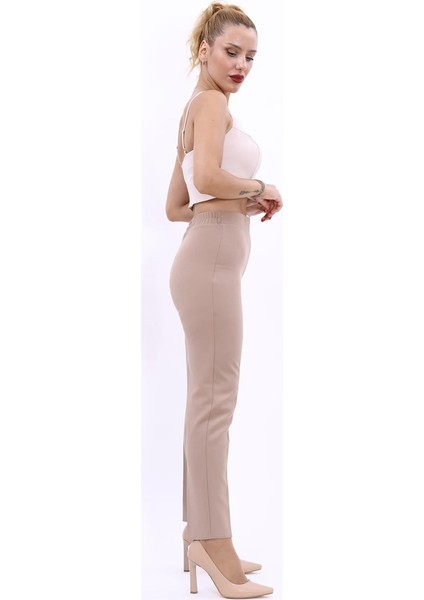 Lastikli Dar Paça Pantolon-Taş fiyatları