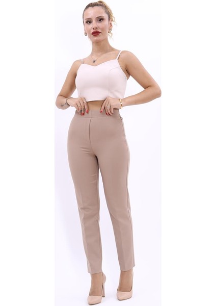 Lastikli Dar Paça Pantolon-Taş fırsatları