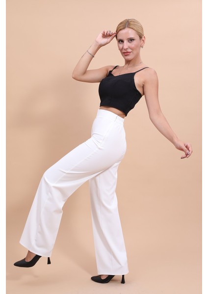 Bol Paça Pantolon-Beyaz