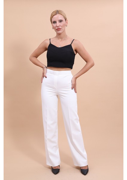 Bol Paça Pantolon-Beyaz fırsatları