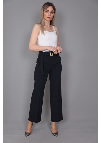 Tokalı Kemerli Pantolon-Lacivert modelleri