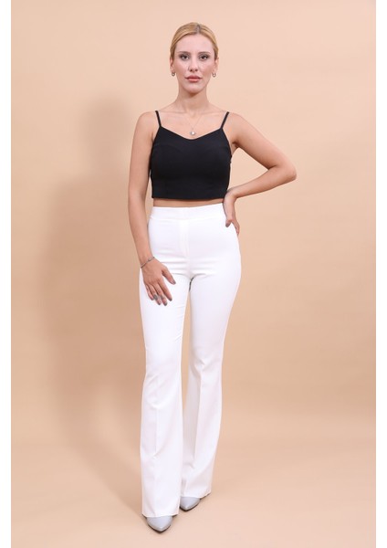 İspanyol Paça Pantolon-Beyaz fiyatları