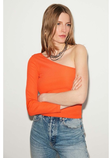 Bloom Asimetrik Slim Fit Turuncu Bluz fiyatları