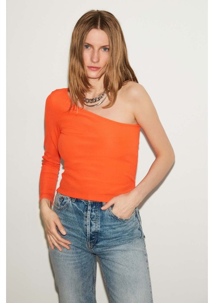 Bloom Asimetrik Slim Fit Turuncu Bluz modelleri