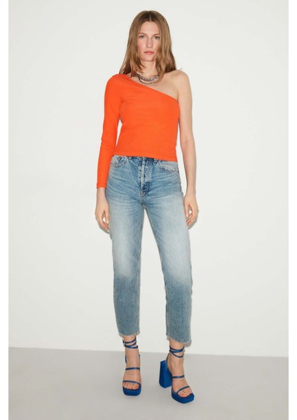 Bloom Asimetrik Slim Fit Turuncu Bluz fırsatları
