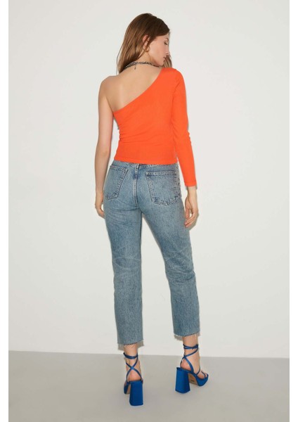 Bloom Asimetrik Slim Fit Turuncu Bluz indirimleri