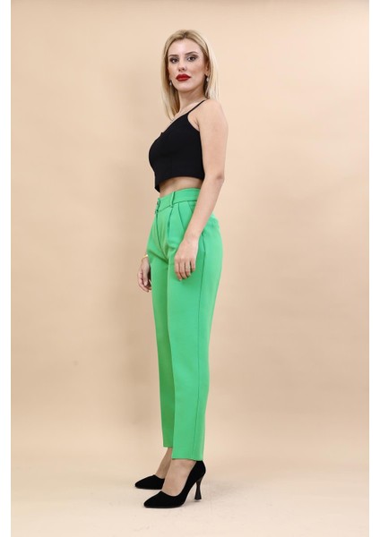 Kemerli Köprülü Dar Paça Pantolon-Yeşil fiyatları