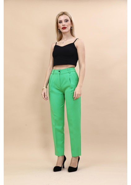 Kemerli Köprülü Dar Paça Pantolon-Yeşil indirimleri