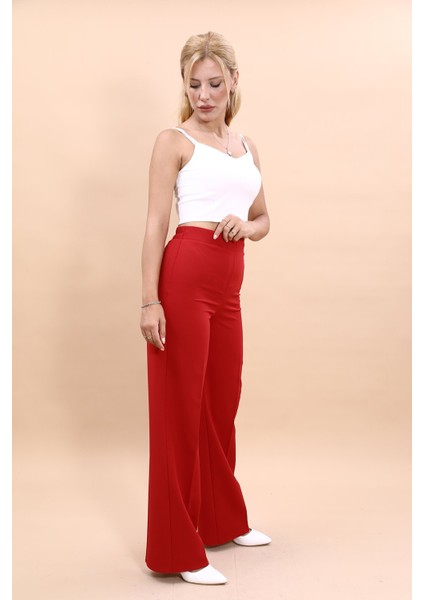 Bol Paça Pantolon -Kırmızı fiyatları
