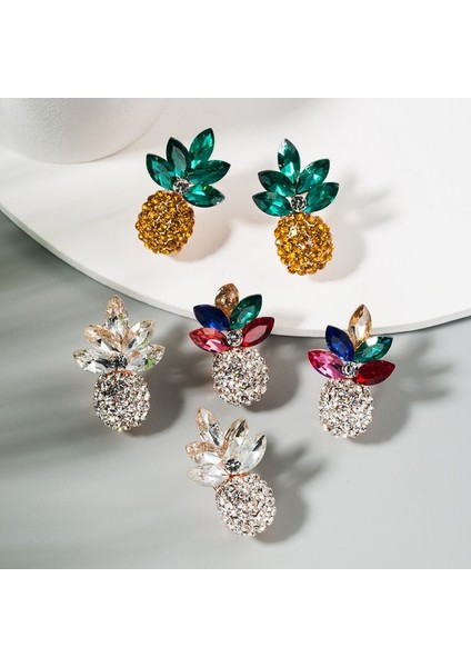 2 Adet Renkli Rhinestone Ananas Küpe (White) (Yurt Dışından) fiyatları