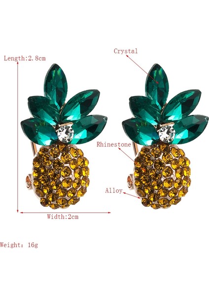 2 Adet Renkli Rhinestone Ananas Küpe (White) (Yurt Dışından) modelleri