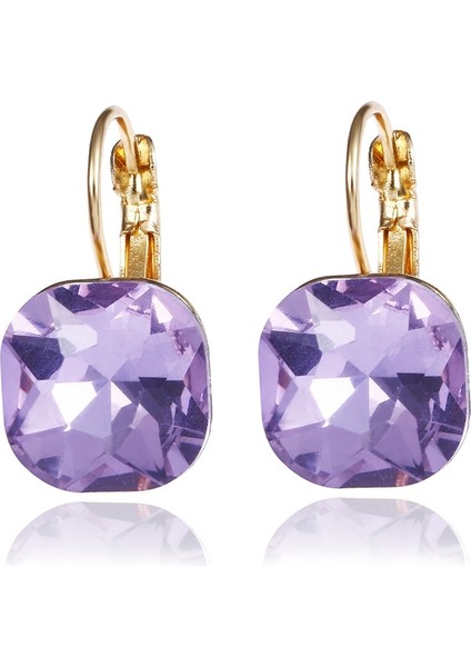 Kadın Moda Renk Kare Saplama Küpe (Purple) (Yurt Dışından)
