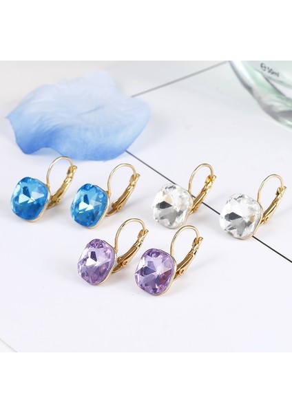 Kadın Moda Renk Kare Saplama Küpe (Purple) (Yurt Dışından) modelleri