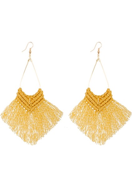 2 Pairs Bohemian Püskül Küpe, Renk: Sarı (Yurt Dışından)