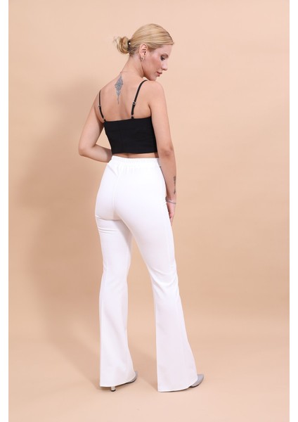 İspanyol Paça Pantolon-Beyaz fırsatları