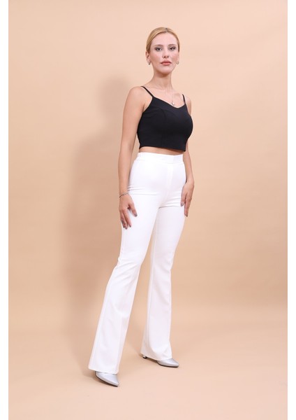 İspanyol Paça Pantolon-Beyaz indirimleri