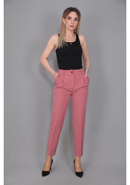 Kemerli Köprülü Dar Paça Pantolon-Gül Kurusu fiyatları