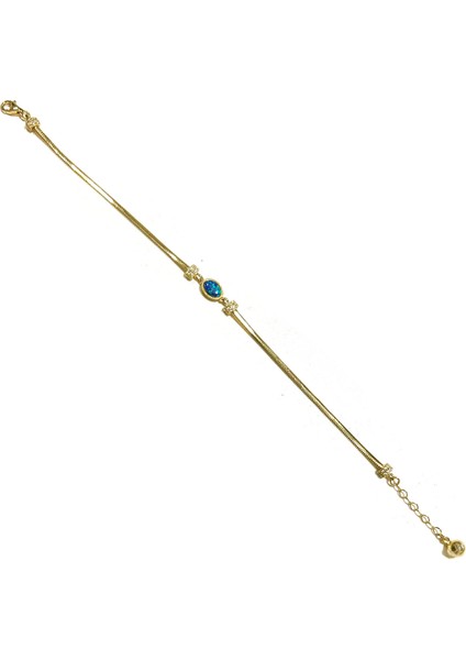 14 Ayar Altın Bileklik Avustralya Opal Doğal Taşlı Zarif Minimalist Ince Boho Bileklik Sarı Altın