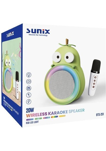 20W 2400 Mah Karaoke Mikrofonlu Ledli Bluetooth Hoparlör BTS-251