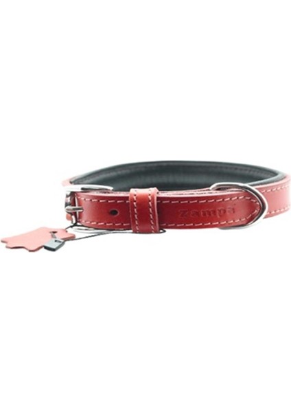 Yumuşak Dokulu Gerçek Deri Tribeca Köpek Boyun Tasması Kırmızı 2X42 cm