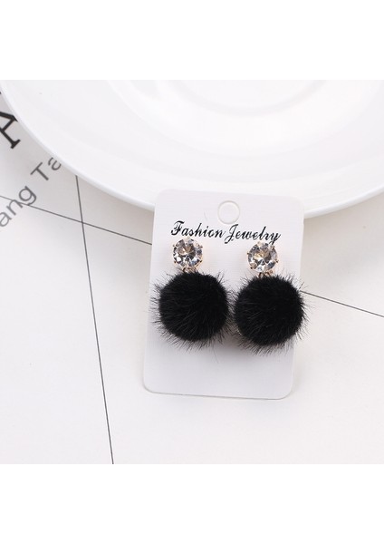Kısa Paragraf Vahşi Basit Saç Top Küpe (Black) (Yurt Dışından) fiyatları