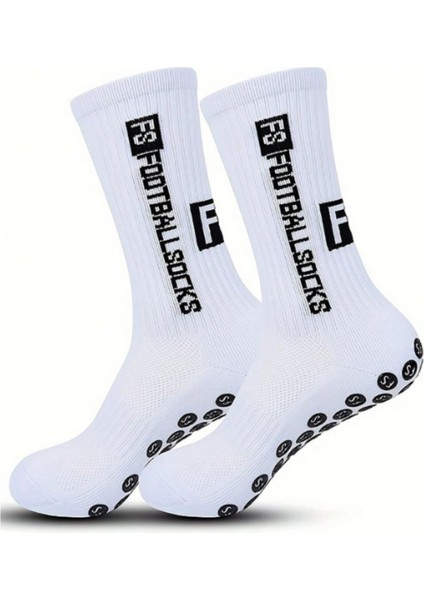 Unisex Pro Beyaz Anti Slip Kaymaz Silikon Havlu Taban Maç Sporcu Çorabı