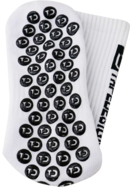 Unisex Pro Beyaz Anti Slip Kaymaz Silikon Havlu Taban Maç Sporcu Çorabı