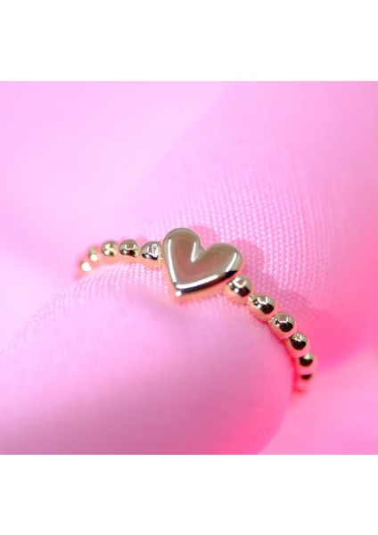 Altın Yüzük - Puantiyeli Kalp Modern Tasarım 14 Ayar Altın Bombeli Kadın Yüzük Günlük-Hediyelik modelleri