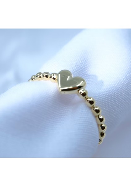 Altın Yüzük - Puantiyeli Kalp Modern Tasarım 14 Ayar Altın Bombeli Kadın Yüzük Günlük-Hediyelik fırsatları