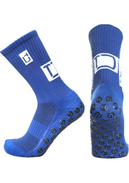 Unisex Mavi Anti Slip Socks Kaymaz Silikon Havlu Taban Dikişsiz Maç Pro Sporcu Çorabı