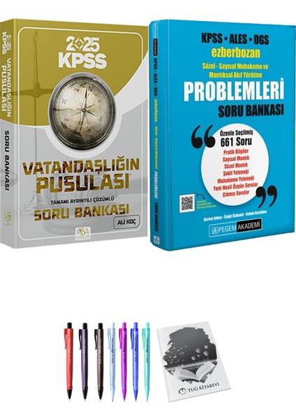 KPSS ALES DGS Ezberbozan Sözel-Sayısal Muhakeme ve Mantıksal Akıl Yürütme Problemleri Soru Bankası - Cba Yayınları 2025 KPSS Vatandaşlığın Pusulası Soru Bankası Çözümlü + Hediyeli