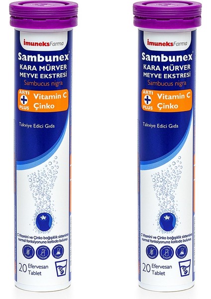 Sambunex Kara Mürver Meyve Ekstresi Vitamin C Çinko İçeren Takviye Edici Gıda x 2 Adet
