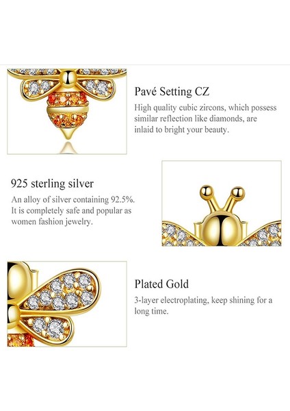 Altın Arı Kakma Zirkon Gümüş Saplama Küpe (Yurt Dışından) fırsatları