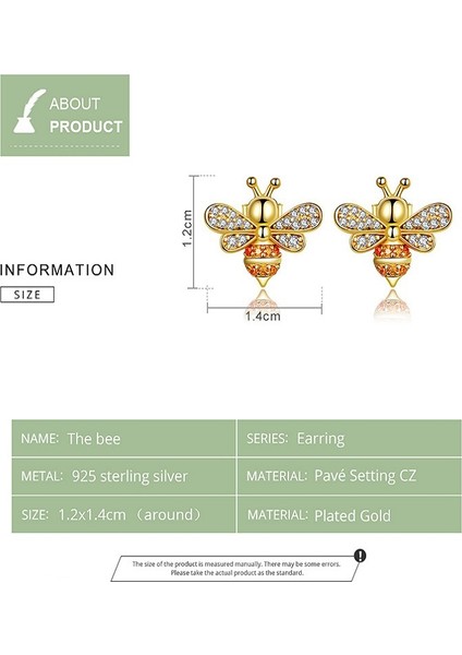 Altın Arı Kakma Zirkon Gümüş Saplama Küpe (Yurt Dışından) indirimleri