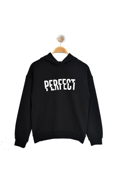 Kız Çocuk Perfect Baskı Nakışlı Kapşonlu Sweatshirt