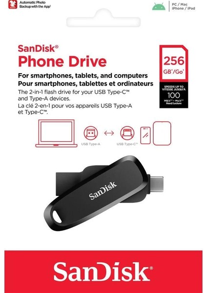 Phone Drive 256GB SDDDC6-256G-G46 USB & Type-C 3.2 USB Bellek