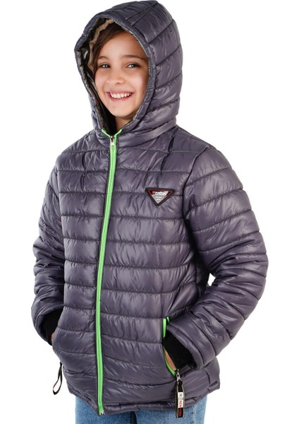Kız Çocuk Kapüşonlu Içi Polar Şişme Mont