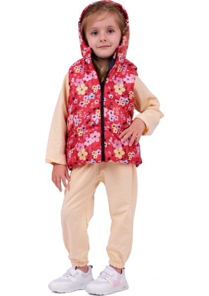 Kız Bebek Çiçek Desenli 3'lü Takım - Sarı