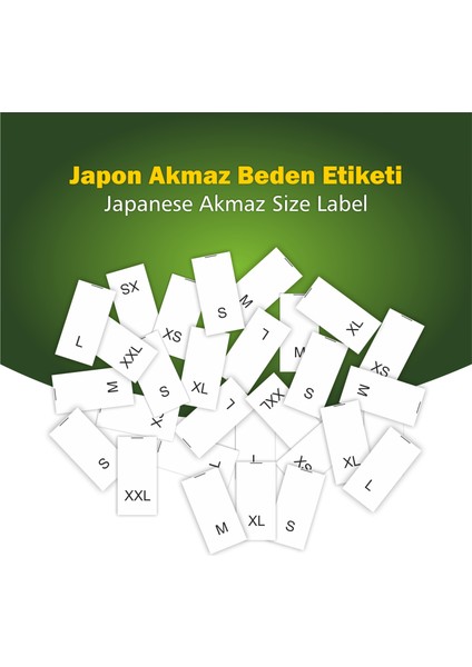 Giyim Etiketi / XXL Beden Beyaz Renk Japon Akmaz Kumaş Düz Kesim - 100 Adet