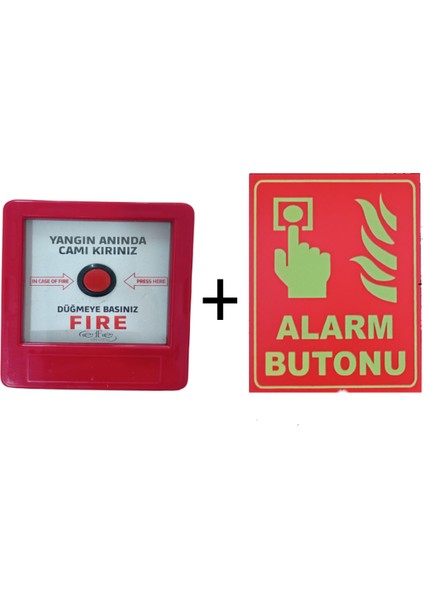 Çizgi Yangın Söndürme Yangın Alarm Butonu + ( Fosforlu Levha )