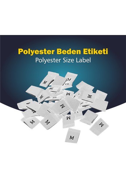Giyim Etiketi / M Beden Beyaz Renk Polyester Dokuma Orta Katlama - 250 Adet