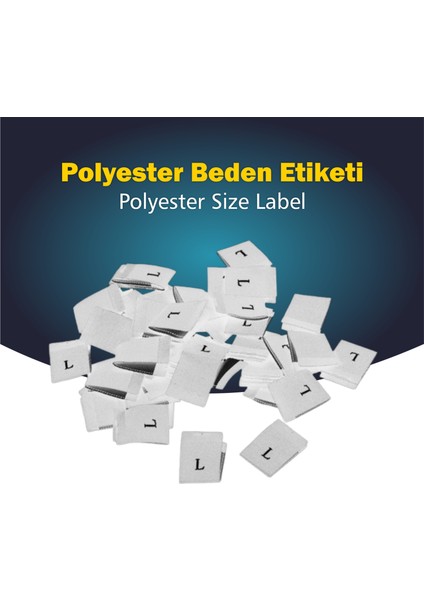 Giyim Etiketi / L Beden Beyaz Renk Polyester Dokuma Orta Katlama - 250 Adet