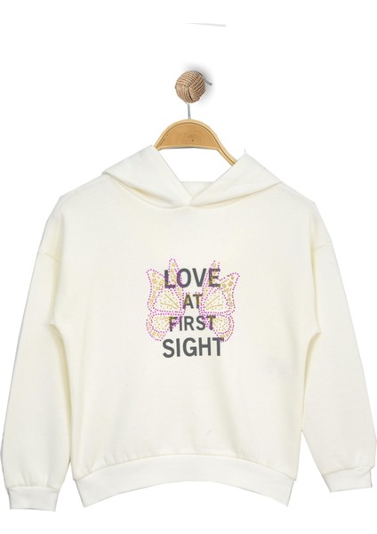 Kız Çocuk Love At Fırst Baskılı Kapşonlu Sweatshirt