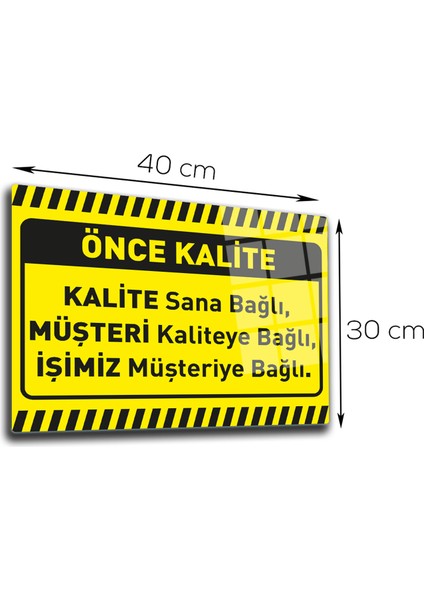 Cam Yönlendirme Levhası Kalite İkaz Levhası Kalite Sana Bağlı 30 cm x 40 cm