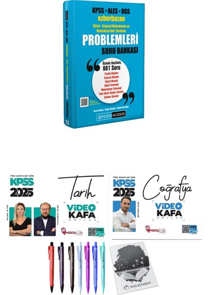 KPSS ALES DGS Ezberbozan Sözel-Sayısal Muhakeme ve Mantıksal Akıl Yürütme Problemleri Soru Bankası - Hoca Kafası 2025 KPSS Tarih Coğrafya Video Kafa Notlar + Hediyeli
