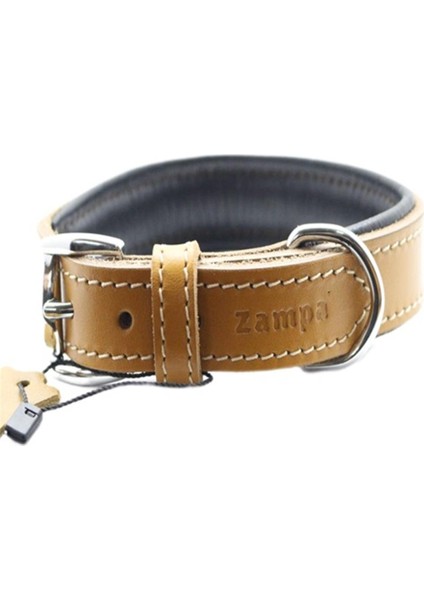 Yumuşak Dokulu Gerçek Deri Tribeca Köpek Boyun Tasması Taba 4X72 cm