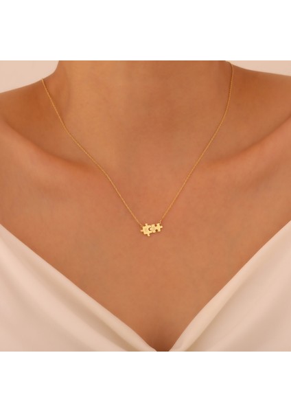 925 Ayar Gümüş Kişiye Özel Harfli Minimal Puzzle Kolye fiyatları