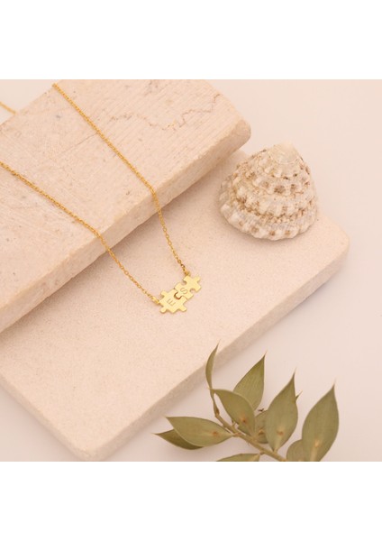 925 Ayar Gümüş Kişiye Özel Harfli Minimal Puzzle Kolye modelleri